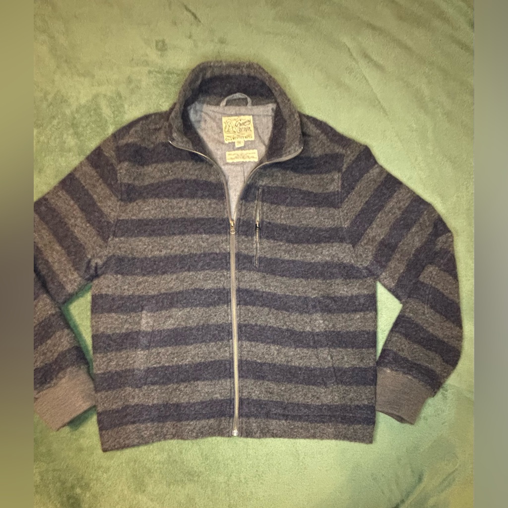 Grayers Men’s Striped Full-Zip Sweater - Navy & Gray, Size: Xl